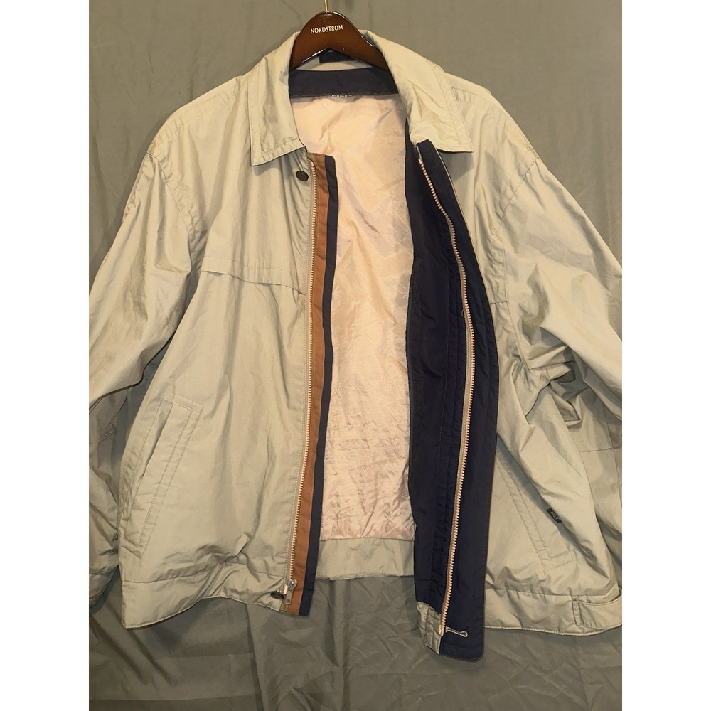 VTG London Fog Harrington Jacket Men's XL Khaki‎ Blue Peach Zip
